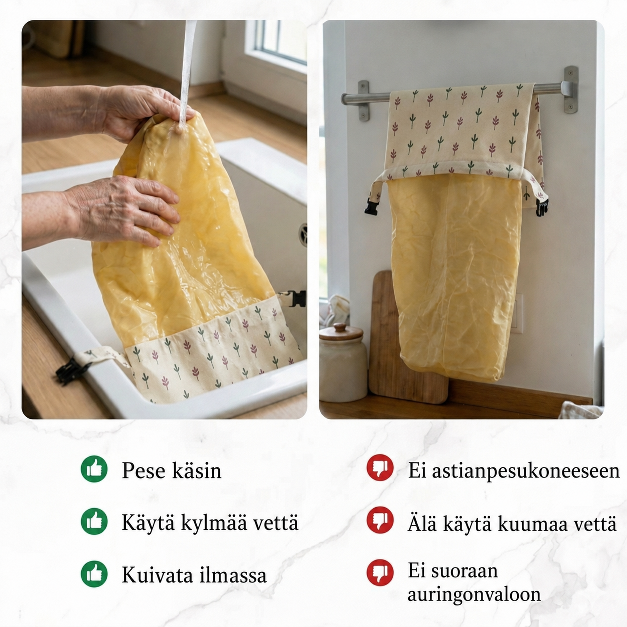 Ovyre-mehiläisvahapussi leivän säilytykseen